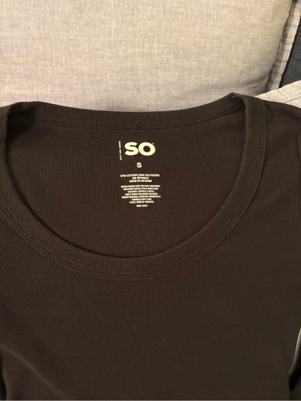 SO Women's Black Thermal Long Sleeve Crew Neck Tee